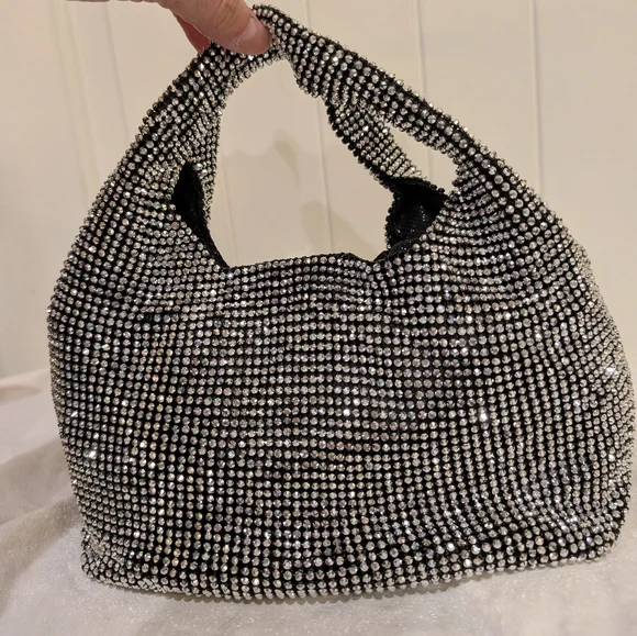 INC International Concepts Silver Mesh Hobo Bag - Picture 2 of 6